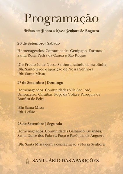 ProgramaÃ§Ã£o da Festa de Nossa Senhora de Anguera